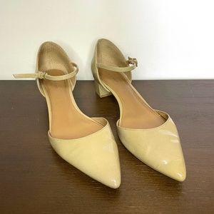 Calvin Klein Beige Patent Leather low heel